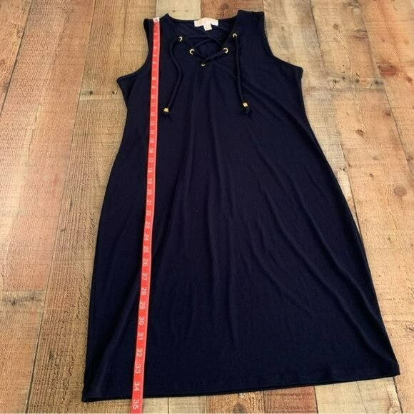 Michael Michael Kors navy lace up with gold eyelets sleeveless dress size small - Picture 5 of 6